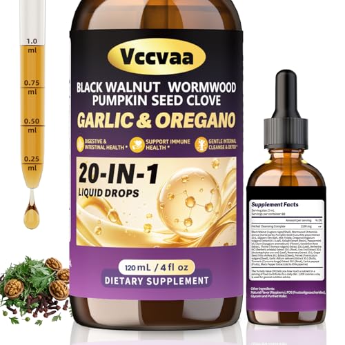 Image of 20-in-1 Wormwood Black Walnut Clove Parasite Cleanse | Wormwood, Pumpkin Seed & Oregano | Digestive & Intestinal Health Support | Immune System Booster | Gentle Internal Cleanse & Detox | 120 mL