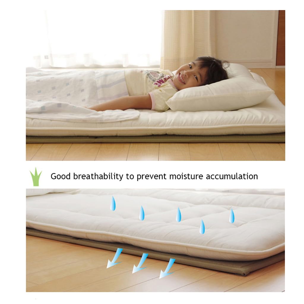 Materassino futon pieghevole giapponese, per dormire, meditazione, yoga, zen, per letto singolo, 75 x 200 x 3,5 cm, erba naturale di rush 3,5 cm di spessore
