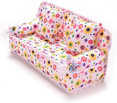 keepaningup 3 Pcs/Set Kids Dollhouse Furniture Sofa and 2 Pcs Cushions