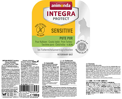 animonda Integra Protect Katze Sensitive, Diät Katzenfutter & animonda Integra Protect Katze Sensitive, Diät Katzenfutter, Nassfutter bei Futtermittelallergie, Pute Pur, 16 x 100 g