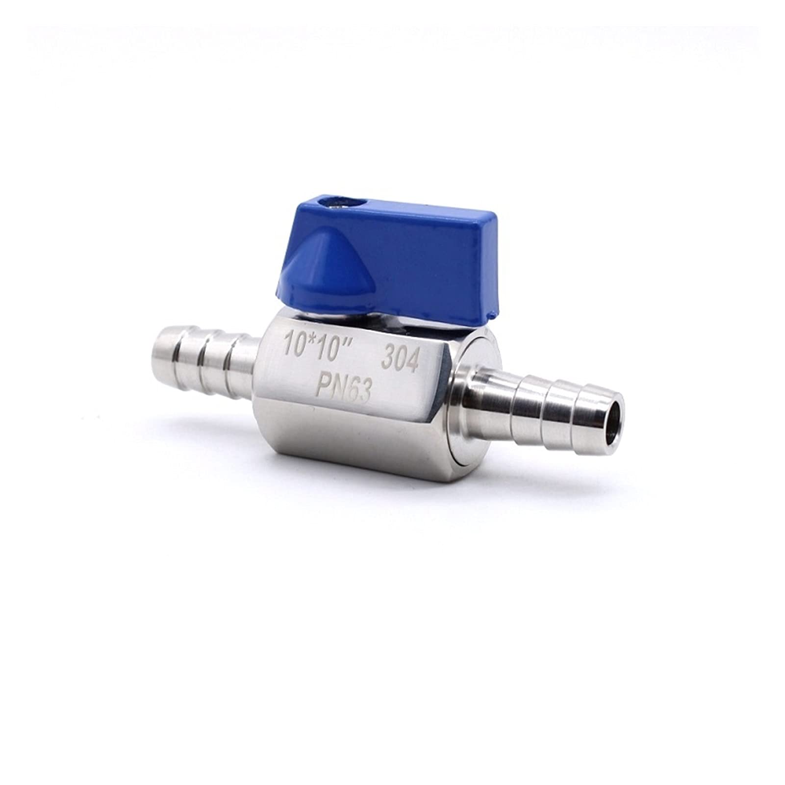 Mini válvula de Bola Sanitaria para Cerveza casera, de Acero Inoxidable Sus 304, con Mango Azul (7 x 7,5 Piezas), para Manguera de 7 mm, 8 mm, 10 mm y 12 mm.