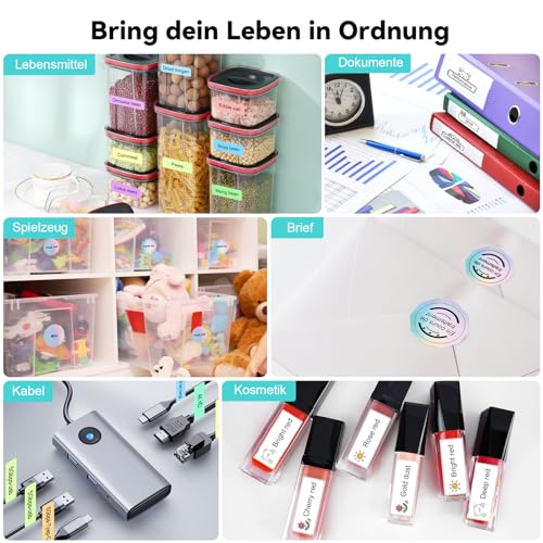 BeatCat Mini Etikettendrucker mit Klebeband – Bluetooth Etikettendrucker für Heim und Büroorganisation, tragbarer Thermo Aufkleberdrucker mit verschiedenen Vorlagen für das Smartphone (Blau)