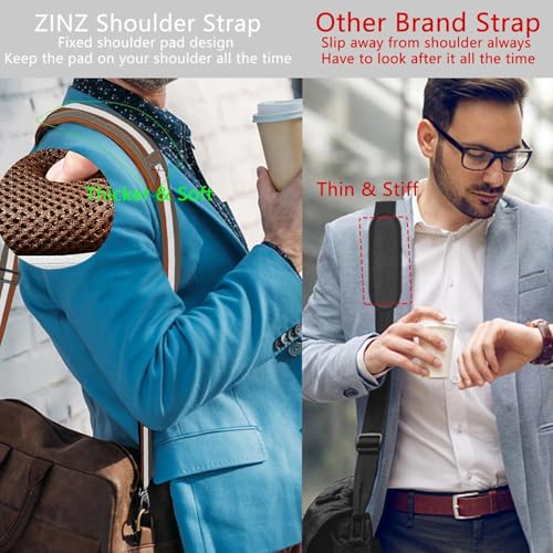 Image of ZINZ Shoulder Strap Universal Bag Strap - 78 inch Ultra-Thick Padded with Dual Balanced Adjustable Buckles for Briefcase, Travel, Sports, Laptop, Crossbody Bag,Stripes-BrWGy