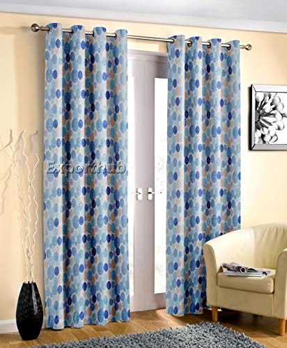 Image of Exporthub 2 Piece Fancy Blackout Modern Polyetser Eyelet Full Long Door Curtain-Blue (EHSPR695 94)
