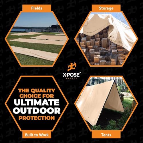 Heavy Duty Tan Poly Tarp 9' X 12' (2-Pack) - Multipurpose Protective Cover - Durable, Waterproof, Weather Proof, Rip and Tear Resistant - Extra Thick 12 Mil Polyethylene - by Xpose Safety by Xpose Safety - Image 2