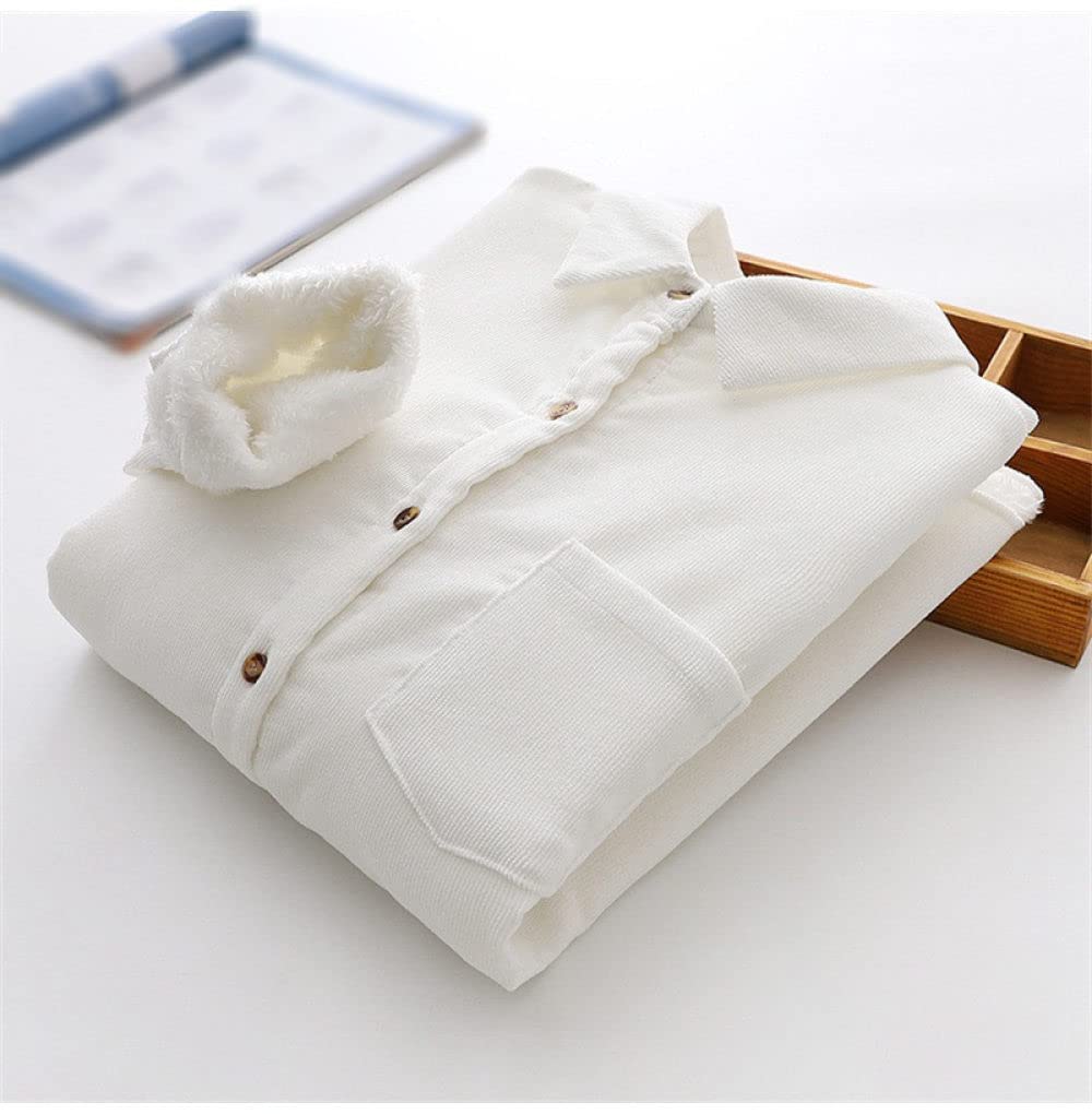 Damen Bluse,Damen-Cordsamt-Revers-Hemden Langarm-Hemden Teddy-Fleece-Hemden Einfache Einfarbige Weiße Hemden Herbst Und Winter Lockere Warme Mäntel Elegante Damenoberteile