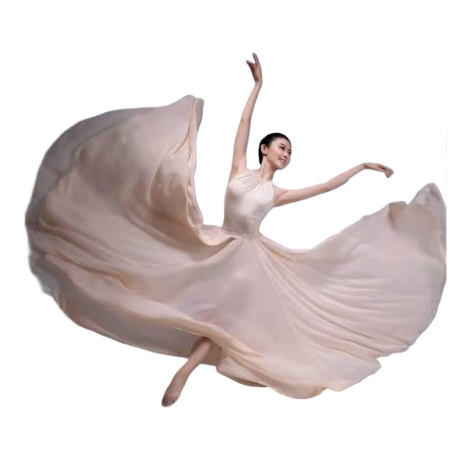 Falda Larga para Danza del Vientre, Disfraz de Danza clásica, Elegante Falda de Gasa para práctica de Danza del Vientre, 720 Grados, con Vuelo, para Ballet Moderno (Blanco, 540 x 8