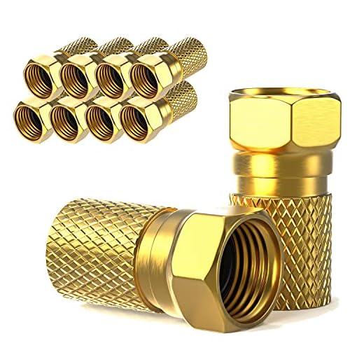 SatShop-Ft F-Stecker 7mm schraubbar | 10 Stück vergoldet | Gummidichtung | breite Mutter | für Koaxial Antennenkabel | Koax SAT Kabel | BK Anlagen | Satelliten LNB (10x, F-Stecker vergoldet)