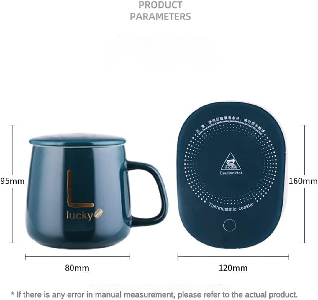 Smart Coffee Set Auto On/Off Gravity-Induction Mug Office Desk Use, Candle Wax Cup Warmer Heating Plate (Up to 131F/55C), 14oz