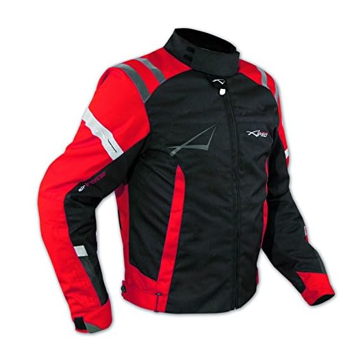 A-Pro - Giacca da moto con protezioni e rivestimento termico interno, certificata CE, taglia L, rosso