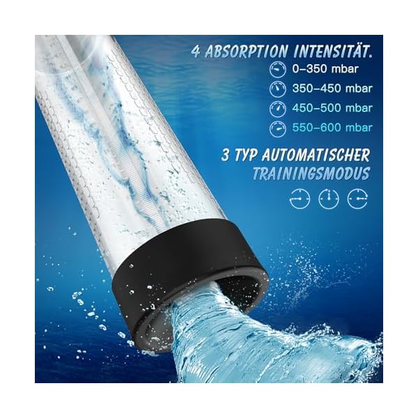 HIVEFUN Sex Spielzeug für die Männer, IPX7 Wasserdicht Penispumpe Penispumpen mit 4 Saugstufen und 3 Trainingsmodi, Penis Pumpe Taschenmuschi für die Männer Sex Toyset für Man mit 2 Silikonhülsen – Bild 3