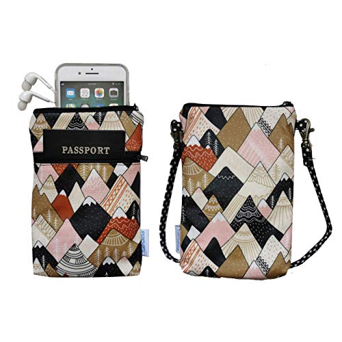 Image of Taianda Women Cell Phone Crossbody Wallet Pouch Bag (Mountain Pattern 1)