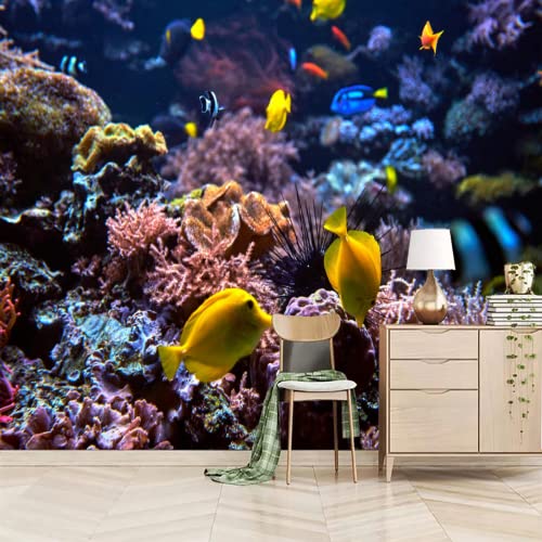 Colorful Coral Reef 3D Wall Murals Wallpaper, Aquarium Tank Fishes Wall Poster Murals, Wall Painting Art Wallpaper For Living Room And Bedroom Home Decor 177" By 124" #TOP2