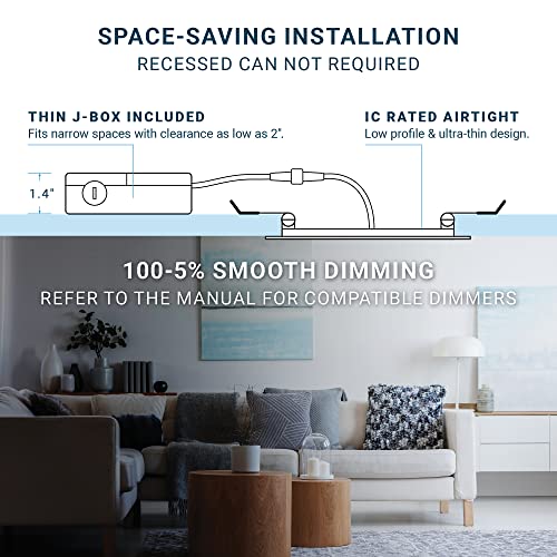 Parmida (6 Pack) 4 Inch 5Cct Ultra-Thin Led Recessed Lighting With J-Box, 2700K/3000K/3500K/4000K/5000K 5 Color Selectable, 9W, Dimmable, Canless Slim Panel Lights, Etl, Oil Rubbed Bronze Finish #TOP4