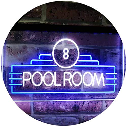 ADVPRO Pool Room 8 Ball Snooker Billiards Man Cave Dual Color LED Neon Sign White & Blue 400 x 300mm st6s43-i2773-wb