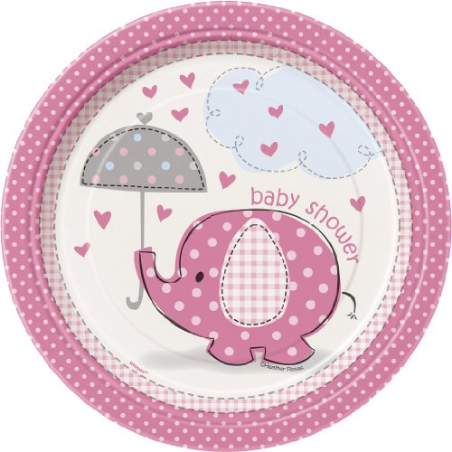 Baby Shower-Piatti di carta grandi a strisce rosa