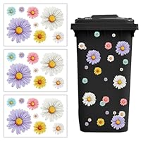 Mülleimer Blumen Aufkleber, 3 Blätter Mülltonnen Aufkleber Blumen Daisy Aufklebers für Mülltonnen Großer Wasserdichte für Müller, Kühlschrank, Wanddekoration