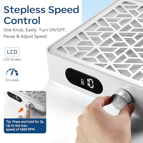 Image of Makartt Nail Dust Collector - Brushless Cordless Dust Collector Nail Tech with 133CFM Strong Suction, LCD & 4H Battery, Portable Quiet Dust Extractor Vacuum for Acrylic Gel Dip Powder, DACCAL