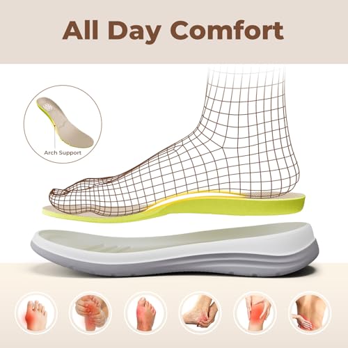 Image of FitVille Womens Wide Orthopedic Sandals, Lightweight Flat Sandals for Women with Arch Support, Adjustable Strap for Swollen Feet|Plantar Fasciitis