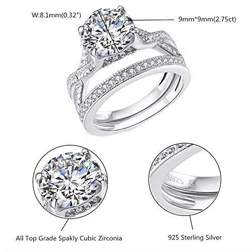 MABELLA Wedding Ring Set 925 Sterling Silver Cubic Zirconia Infinity Solitaire Ring,Gifts for Women2