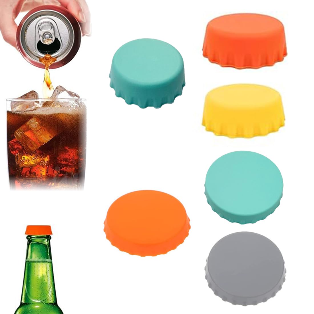 Lasuroa 6 Pièces Couvercles En Silicone Pour Canettes