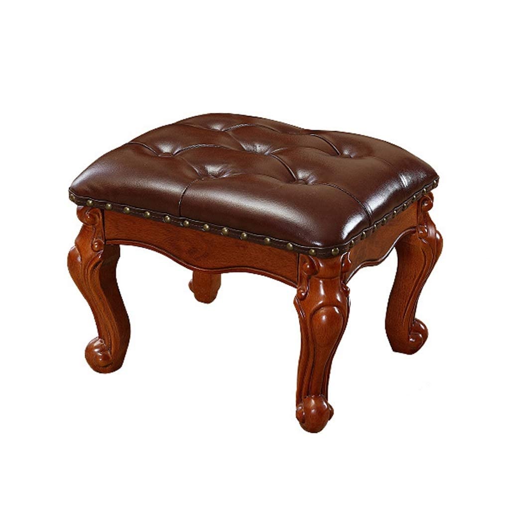 LUNEZY Repose-Pieds Ottoman en Cuir Sculpté, l'Histoire du Charme Vintage
