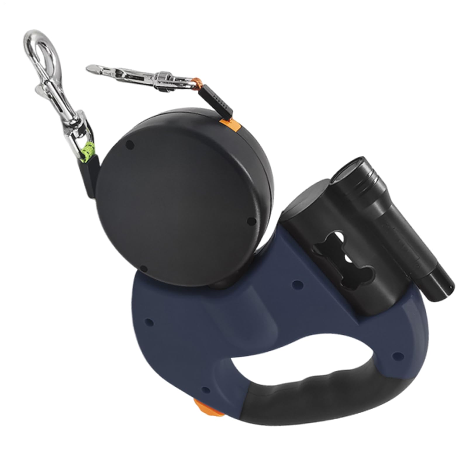 Laisse longue rétractable pour chien en nylon robuste dotée d'un éclairage LED puissant