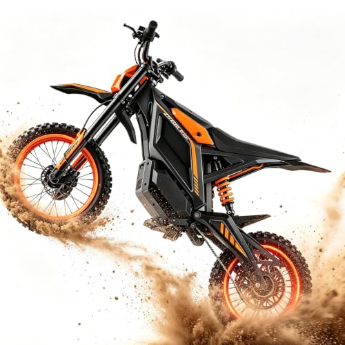 Rideplux Electric Dirt Bike for Adults, 5000W Mid-Drive Motor (Orange)