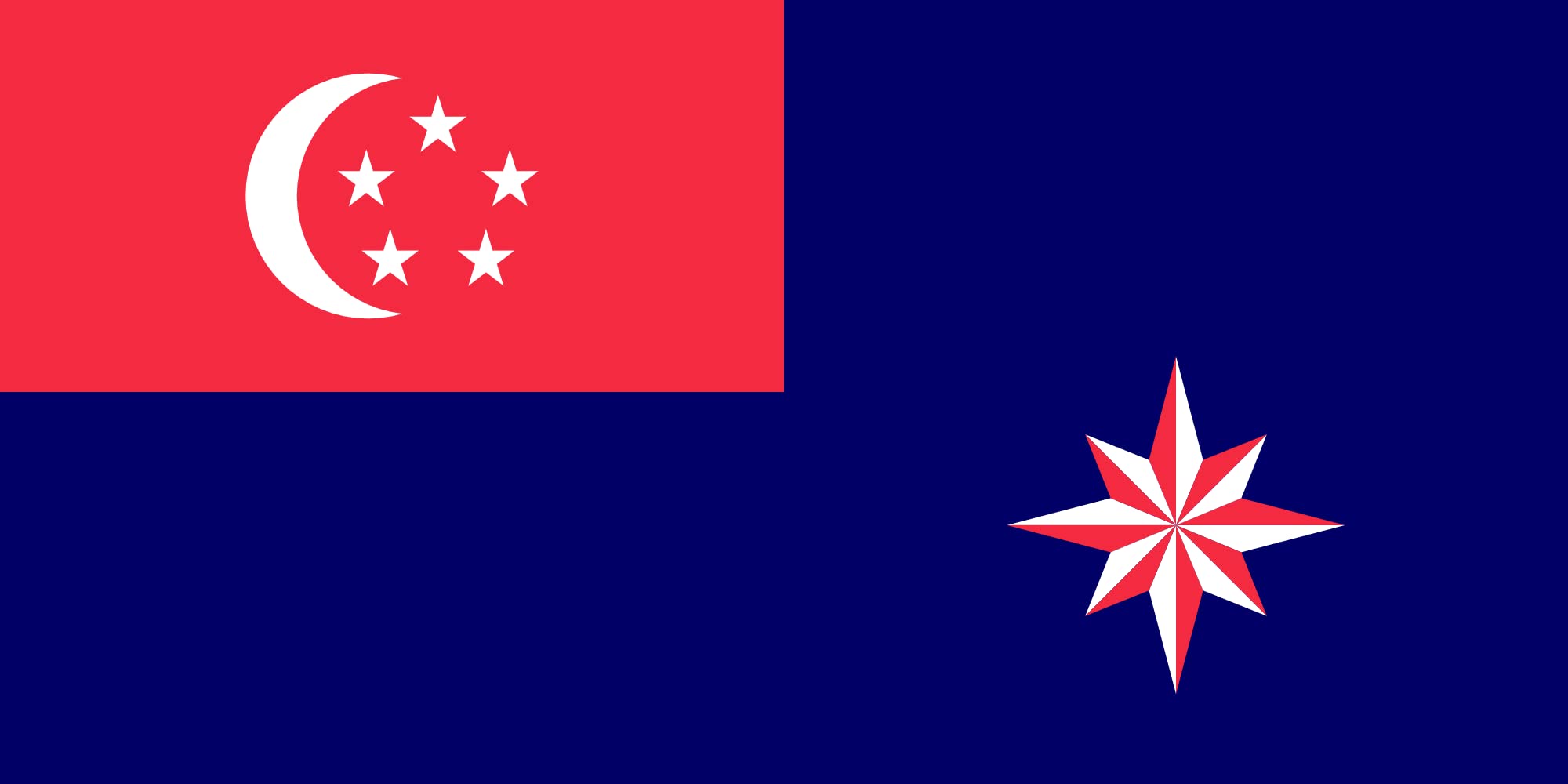 Drapeau Large Government Ensign of Singapore grand pavillon format paysage de 1 mètre