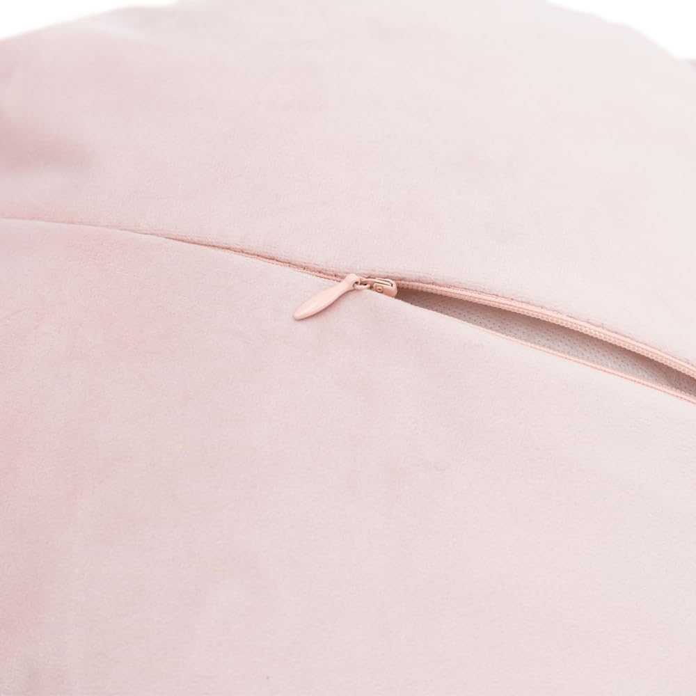 3D Blush Pink Flower Round Decorative Throw Pillow with Insert Soft Cute Floral Accent Pillow Cushion for Bed Couch Bedroom Living Room Nursery Boho Aesthetic Home Decor 12Inch Rose Gold
