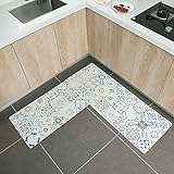 Kitchen Mat Set, 2 Pieces Floor mats Non-Slip Rubber Back Waterproof Kitchen Rugs Indoor Outdoor Doormats Bathroom Runner(18