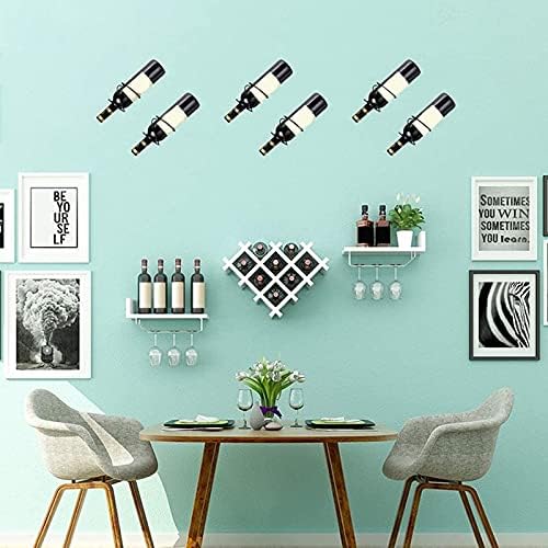 Wine Rack Pack of 6 Wall Mounted Wine Racks Red Wine Bottle Display Holder with Screws, Metal Hanging Wine Rack Organizer Wine Bottle Holder (Black)