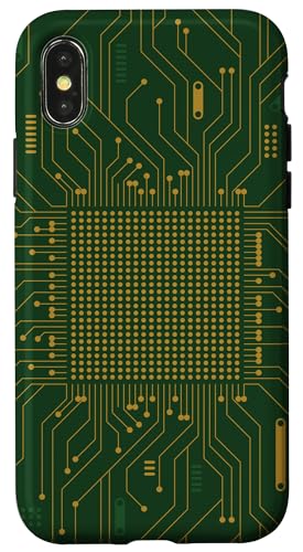 iPhone X/XS Motherboard Microchip Circuit IT Computer Background Green Case