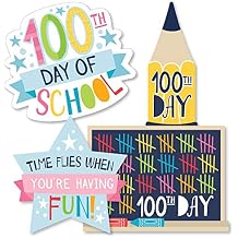 Big Dot of Happiness Happy 100th Day of School - Pencil, Chalkboard and Star Decorations Diy 100 Days Party Essentials - Set of 20