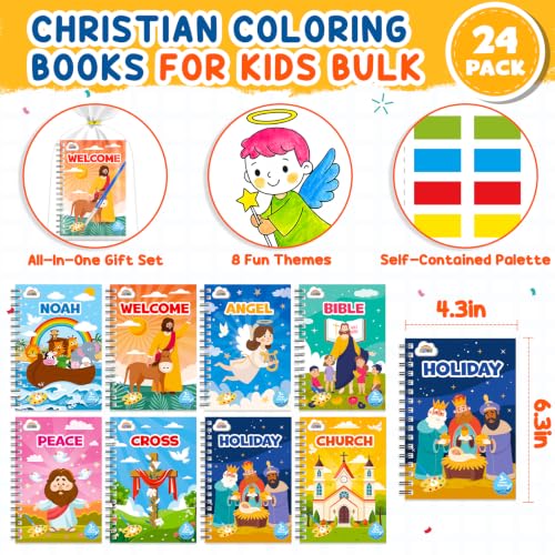 Image of ZMLM 24 Pack Christian Coloring Books - Birthday Party Favors for Kids 4-8