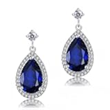 Teardrop Earrings For Women with Box 18K White Gold Plated Tear Drop Crystal Women's Small Ear Rings Zirconia Crystals