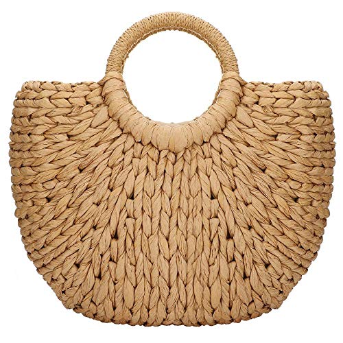 Women\'s Rattan Tote Handbag Summer Beach Wattled Top Handle Bag Handwoven Bag Shopper Basket - Thumbnail 2
