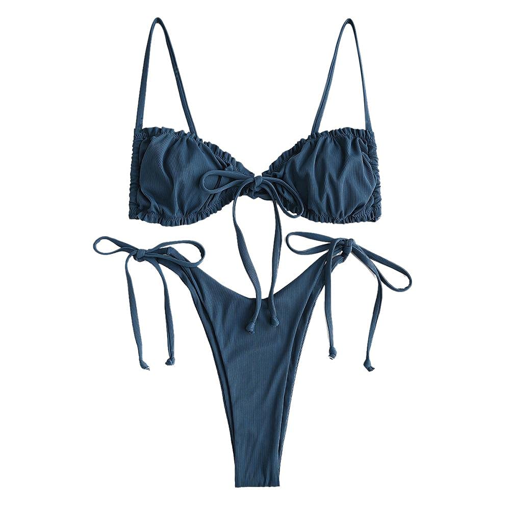 Buy Women's Ribbed ORing String Bikini Swimsuit Cheeky Thong Swimwear