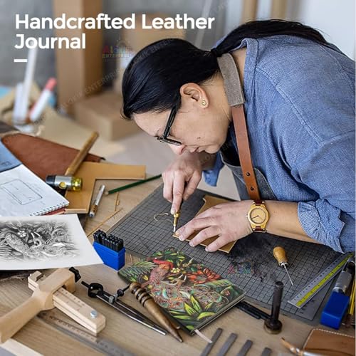 Image of Alokik 3D Peacock DND Vintage Leather Journal Writing Notebook with 200 Page A5 Journal Diary,Antique Handmade Leather Diary,Travel Diary&Notebook to Write in,Diary Gift for Men Women