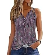 Disamer Tank Tops for Women 2026 Summer Casual Button Down Shirts Loose Fit V Neck Sleeveless Tsh...
