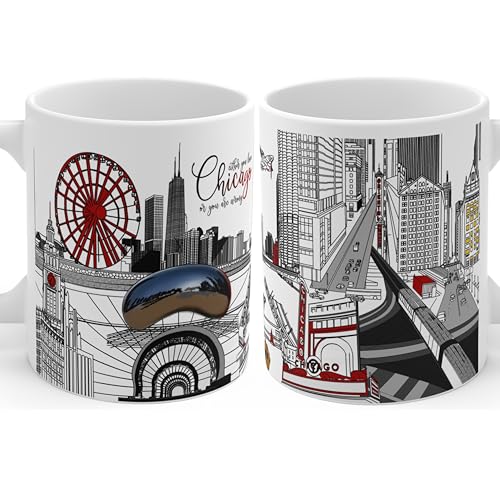 Taza de cerámica con diseño Chicago Skyline 11oz miniatura 1