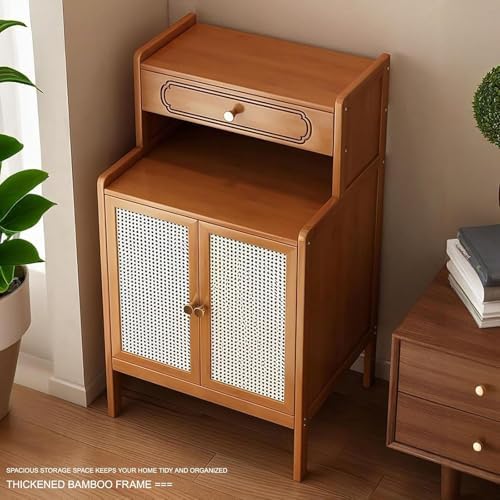 Modern Robot Vacuum Stand Cabinet - Stylish Side Table with Doors, Smart Storage Rack for Floor Sweeper, Black Home Organizer, Space-Saving Design