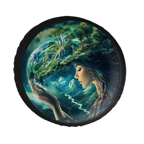 Gaia Earth Goddess Greek Mythology Spare Tire Cover Leather Waterproof Wheel Protectors Universal Car Accessories 34inch