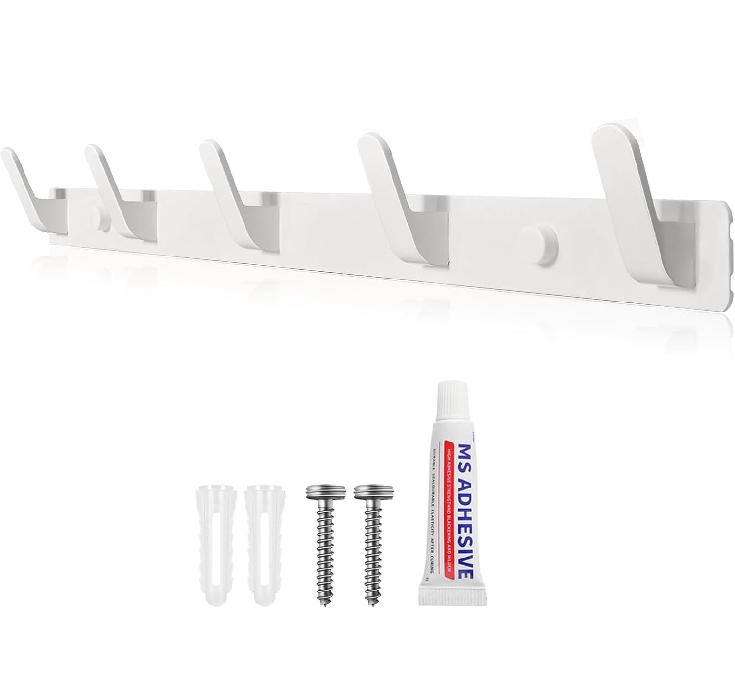 – Coat Hooks Wall Mounted,Adhesive Coat Hook, Heavy Duty Coat Rack, for Bedroom, Entryway, Bathroom, Coat Hangers with 5 Hooks, Multipurpose Wall Hook for Hanging Clothes, Robes, Bags, Towels, Keys