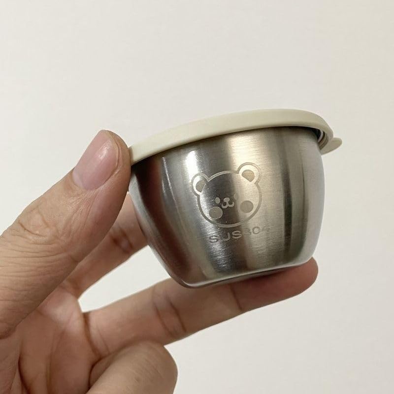 Image of Stainless Steel Sauce Cup with Lid, Small, Silver, Leak-Proof, 50g, for Salad, Chutney, Tiffin, Lunch, Travel (04)