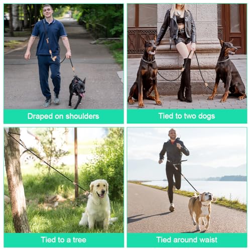 VSSHE Hundeleine Doppelleine für 2 Hunde, 2.1m Verstellbare Doppelleine & Freihandleine, Robuste Nylon, Verstellbar Hundeleine für Große und Mittlere Hunde, Kraft bis 200 kg, Vielseitig Führleine
