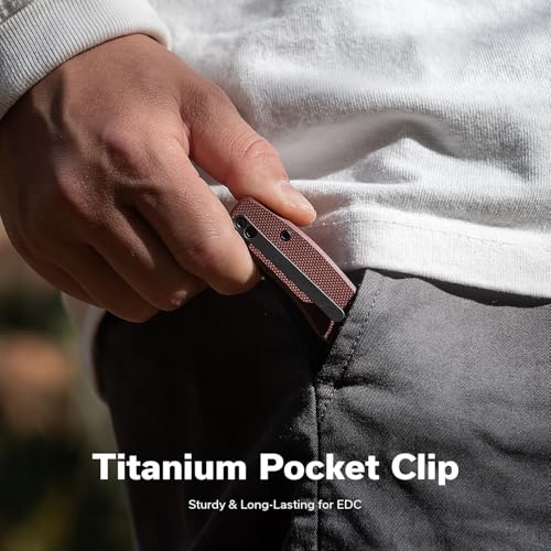 Image of CIVIVI Clingman EDC Pocket Folding Knife with Titanium Reversible Clip, 2.99 inch Nitro-V Blade G10 Handle Liner Lock Knife, Gift for Men Women C23065-2 (Burgundy)