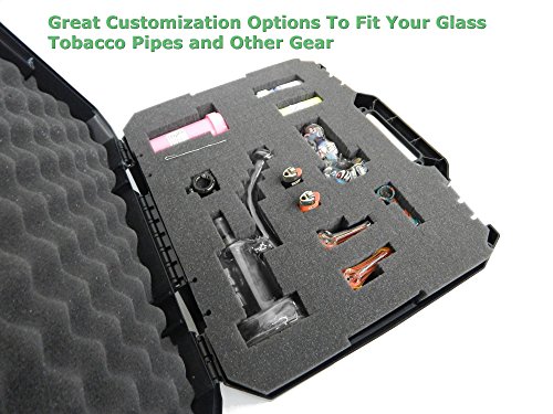 Cloudten Travel Hard Case with Dense Foam fits Hookah Tobacco Herbal Water Pipes Fits 12 inch 1 Foot Glass Pieces
