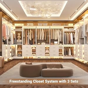 Aheaplus Closet System with 6 Drawers, 4 Hanging Rods & Corner Tower, Corner Closet System with Hanging, 92.6" L-Shaped Walk-In Wardrobe Organizer, 2000+ lbs Capacity, Set of 3, White Aheaplus Closet System with 6 Drawers 4 Hanging Rods Corner Tower Corner Closet System with Hanging 926 L Shaped Walk In Wardrobe Organizer 2000 lbs Capacity Set of 3 White