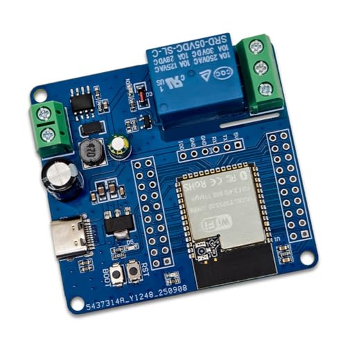 Staeekkzy Placa de Desarrollo ESP32-S3 WiFi Bluetooth, Módulo de Relé de un Solo Canal, Alimentación CC 5-60 V, Interfaz Tipo C